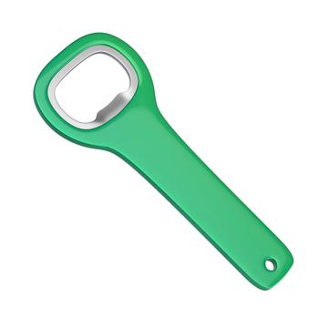 Green bottle opener isolated on white background