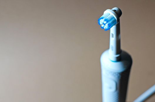 Electric toothbrush, top view close-up Charger Rechargeable