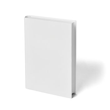 close up of a white book template on white background