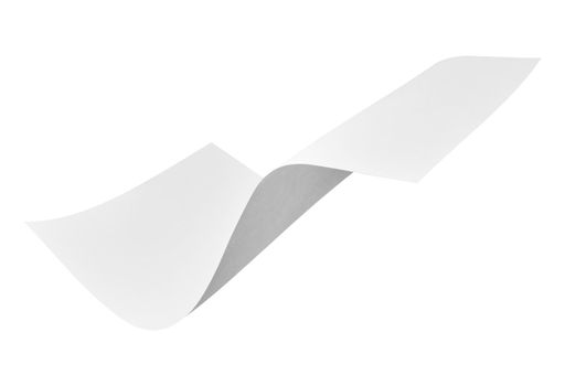 close up of flying papers on white background