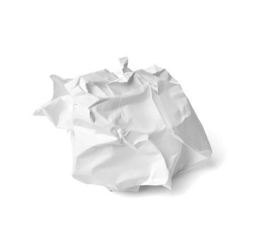 close up of a paper ball trash on white background