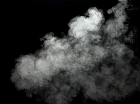 close up of steam smoke on black background