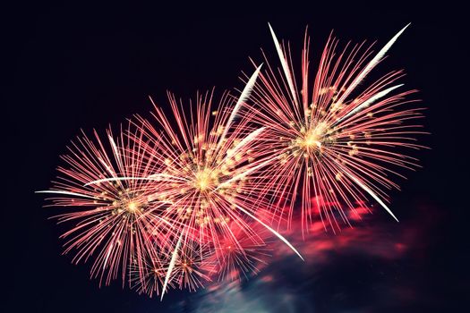 Beautiful colorful fireworks over the water. International fireworks competition Brno - Czech Republic.