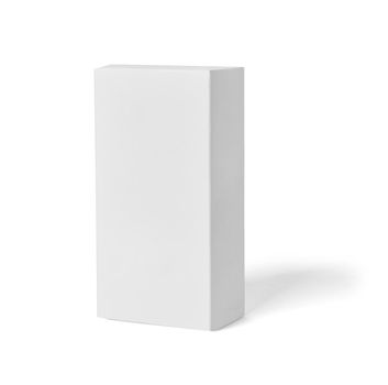 Close up of a white box mock up template on white background