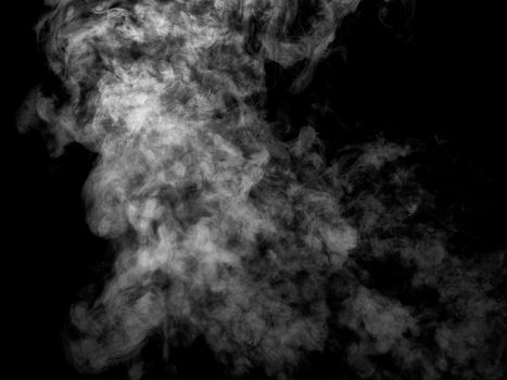 close up of steam smoke on black background