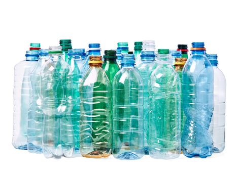 close up of empty plastic bottles