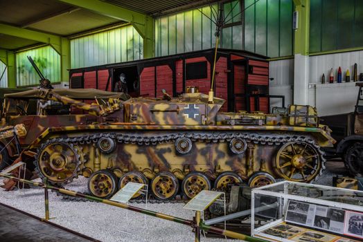 SINSHEIM, GERMANY - MAI 2022: tank Sturmhaubitze 42 StuH 42 1942 300ps WW2 3rd reich nazi Germany