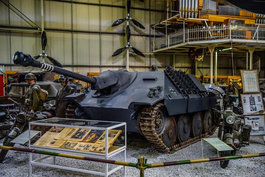 SINSHEIM, GERMANY - MAI 2022: grau light tank destroyer Jagdpanzer 38 Sd.Kfz. 138 2 Hetzer WW2 3rd reich nazi Germany