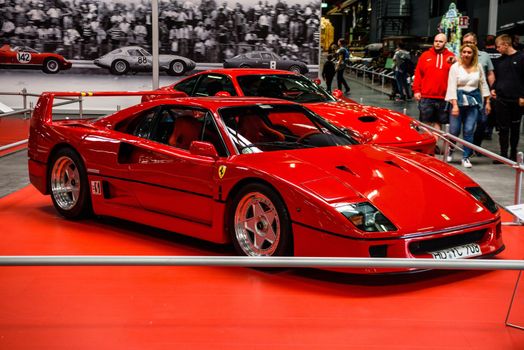 SINSHEIM, GERMANY - MAI 2022: red Ferrari F40 1989 478ps sports car.