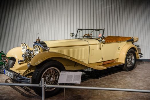 SINSHEIM, GERMANY - MAI 2022: beige Mercedes Benz 710 SS cabrio 1930 250s