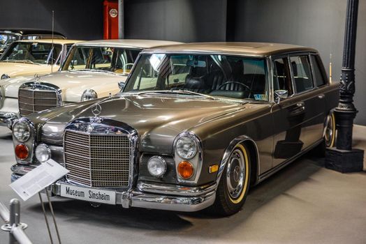 SINSHEIM, GERMANY - MAI 2022: gray Mercedes Benz 600 1972 250ps