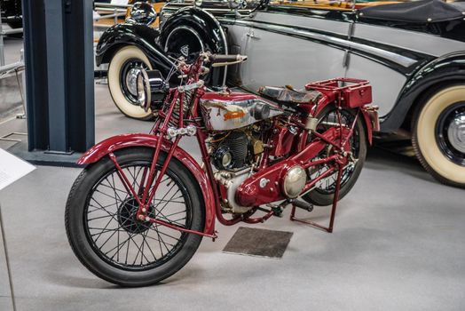 SINSHEIM, GERMANY - MAI 2022: red motorbike motorcycle Standard 1927 16ps