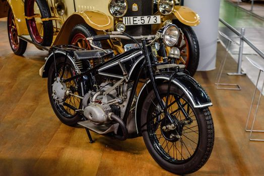 SINSHEIM, GERMANY - MAI 2022: black motorbike motorcycle BMW R 47 1926 18ps