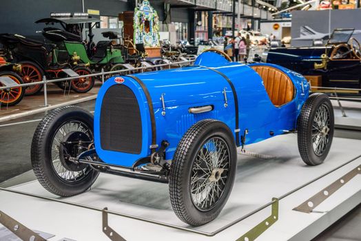 SINSHEIM, GERMANY - MAI 2022: blue Rabag Grand Prix cabrio under Bugatti license 1924 25ps
