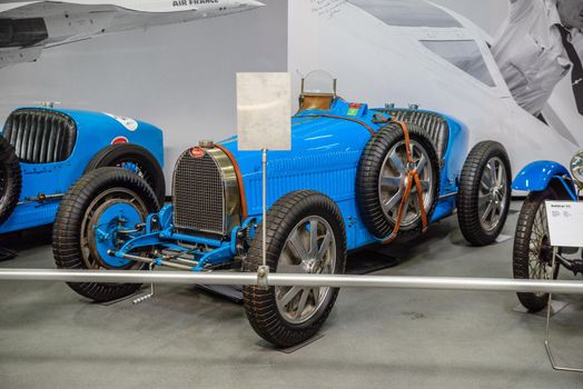SINSHEIM, GERMANY - MAI 2022: blue Bugatti Type 35 C cabrio 1930 125ps