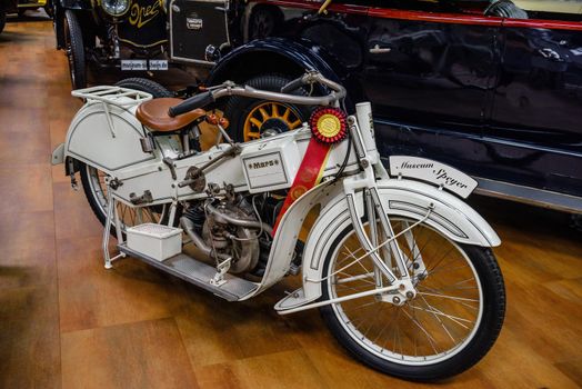 SINSHEIM, GERMANY - MAI 2022: white motorbike motorcycle Mars A 20 1920.