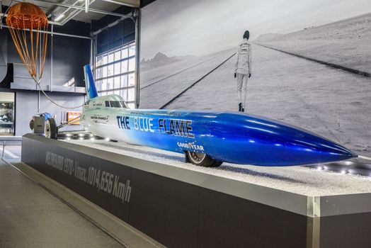 SINSHEIM, GERMANY - MAI 2022: Blue Flame a rocket-powered land speed racing 1970