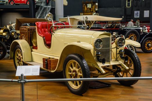 SINSHEIM, GERMANY - MAI 2022: white ivory Fiat 510 cabrio 1919 45ps