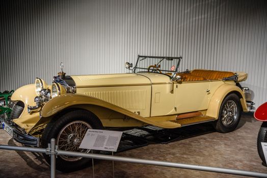 SINSHEIM, GERMANY - MAI 2022: beige Mercedes Benz 710 SS cabrio 1930 250s