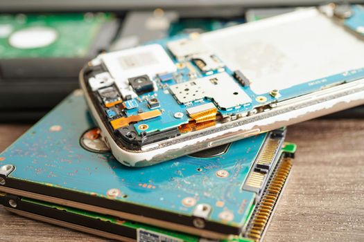Repairing and upgrade mobile phone, electronic, computer hardware and technology concept.

