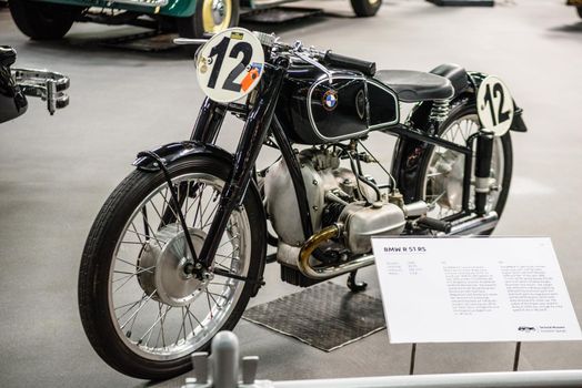 SINSHEIM, GERMANY - MAI 2022: black motorbike motorcycle BMW R 51 RS 1939 36ps