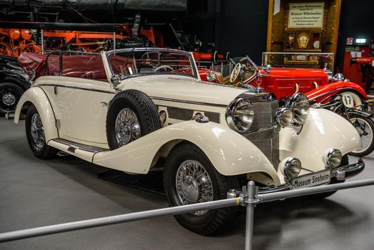 SINSHEIM, GERMANY - MAI 2022: white Mercedes-Benz 540 K B-Cabriolet 1939 180ps