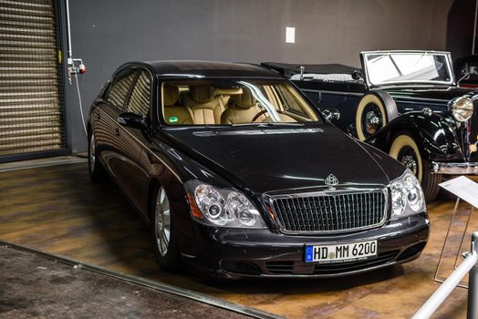 SINSHEIM, GERMANY - MAI 2022: black Maybach 62 2003 550ps