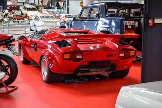 SINSHEIM, GERMANY - MAI 2022: red Lamborghini Countach LP 500 S sports car 1986 455ps rear view