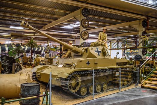 SINSHEIM, GERMANY - MAI 2022: sand medium tank Panzer IV 4 Panzerkampfwagen IV Pz.Kpfw. IV WW2 3rd reich nazi Germany