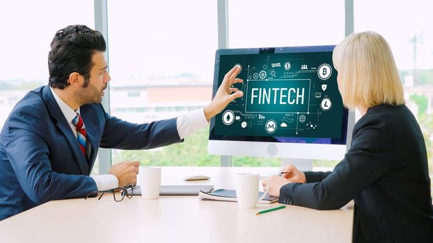 Fintech financial technology software for modish business to analyze marketing strategy