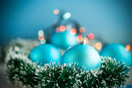 Christmas background. New Year's toys on an abstract background.