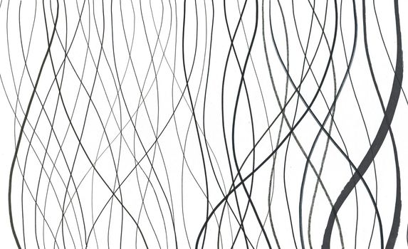 Abstract Marker Hand Drawn Background Texture. Background Illustration Wavy Lines in Doodle Style Hand Drawn Sketch Art. Black Waves on White background.