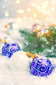 Christmas background and beautiful decor. New Year. Selective focus. Holiday.