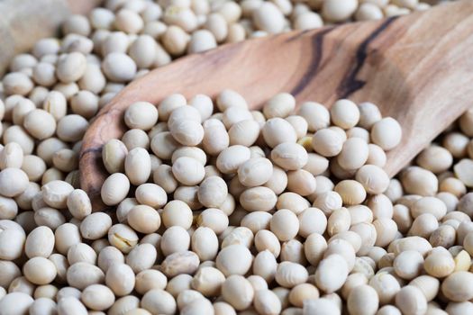 Fresh edame beans in pods in bowl from above