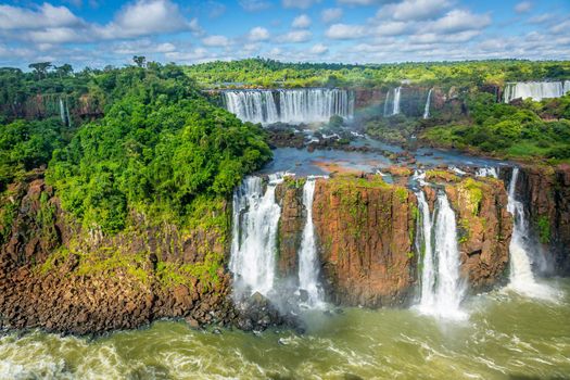 Iguacu falls in southern Brazil at sunny day