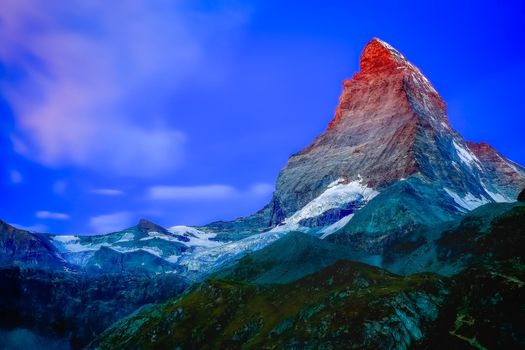 Matterhorn mountain at dawn, in Switss alps border with Italy