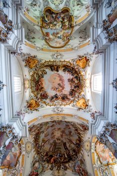 OTTOBEUREN, BAVARIA, GERMANY, JUNE 08, 2022: Arts of the Basilica of the Benedictine Abbey