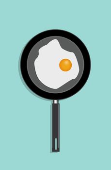 Funny background from scrambled eggs and frying pan . Pop art. Pattern