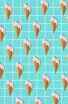 Stylish pattern with ice cream. Pop art.