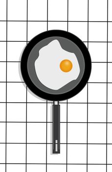 Funny background from scrambled eggs and frying pan . Pop art. Pattern