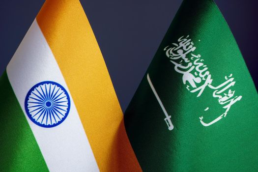 Small Flags of India and Saudi Arabia side by side.