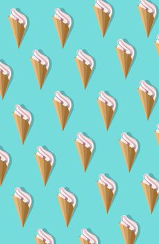 Stylish pattern with ice cream. Pop art.