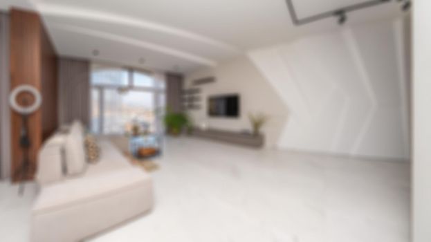 abstract blur hotel bedroom interior for background Abstract blur and defocused of long building hallway, apartment, condominium, hotel, commercial office building.