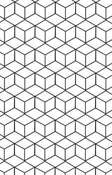 Pattern with geometric cube pattern. Colors black and white