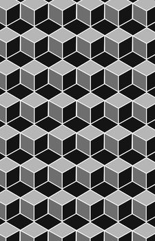 Pattern with geometric cube pattern. Colors black and grey