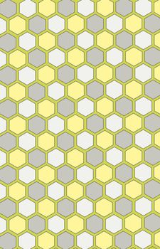 Honeycomb seamless pattern. Illustration. Colors: gray yellow and white