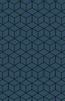 Pattern with geometric cube pattern. Colors black and dark blue