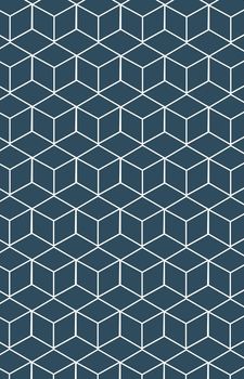 Pattern with geometric cube pattern. Colors white and dark blue