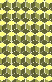 Pattern with geometric cube pattern. Colors black and yellow