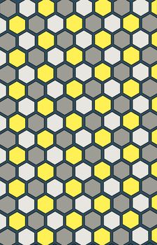 Honeycomb seamless pattern. Illustration. Colors: gray yellow and white